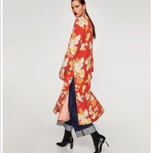 Zara red floral kimono